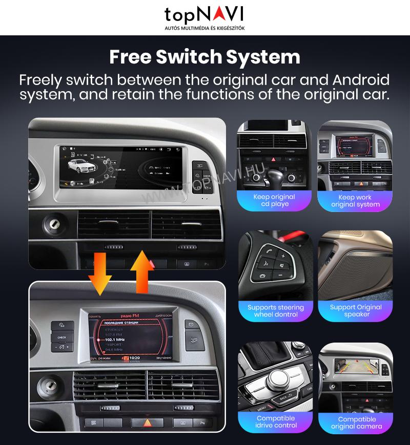 Audi A6 C6 4F 2005 - 2009 Android Multimédia fejegység - topNAVI