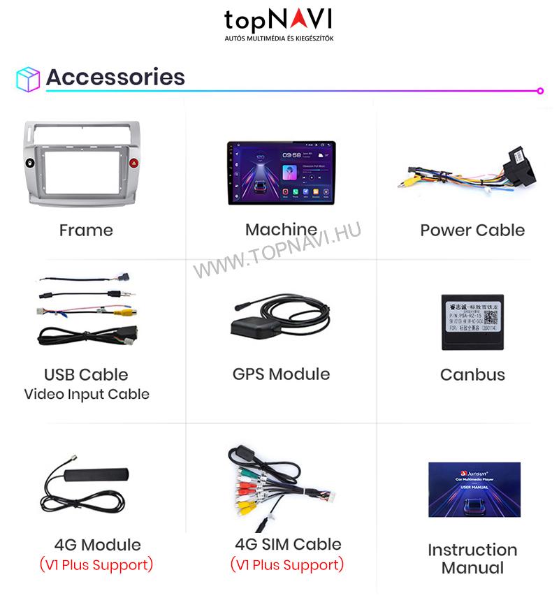 Citroen C4 2004 - 2009 9" Android Multimédia fejegység - topNAVI