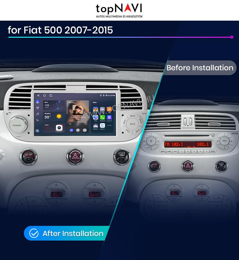 Fiat, Abarth 500 2007 - 2015 Bézs 7" Android Multimédia fejegység - topNAVI