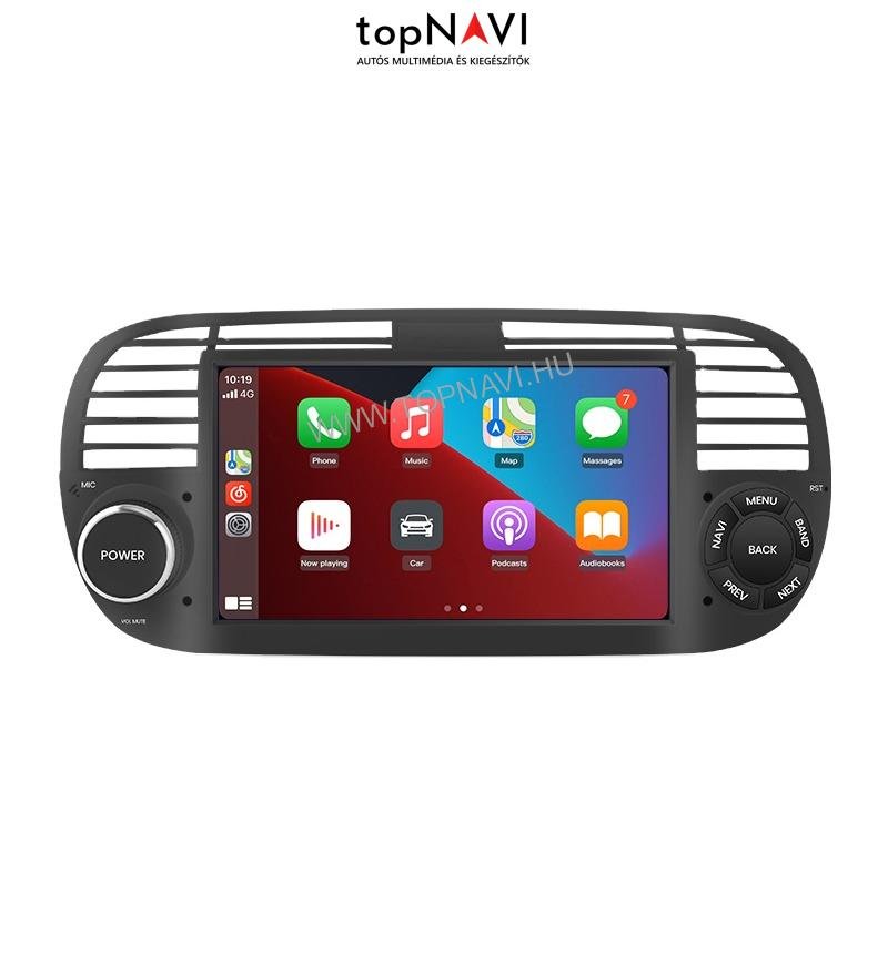 Fiat, Abarth 500 2007 - 2015 Fekete 7 Android multimédia CarPlay