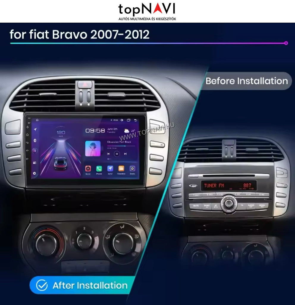 Fiat Bravo 2007 - 2012 9" Android Multimédia fejegység - topNAVI