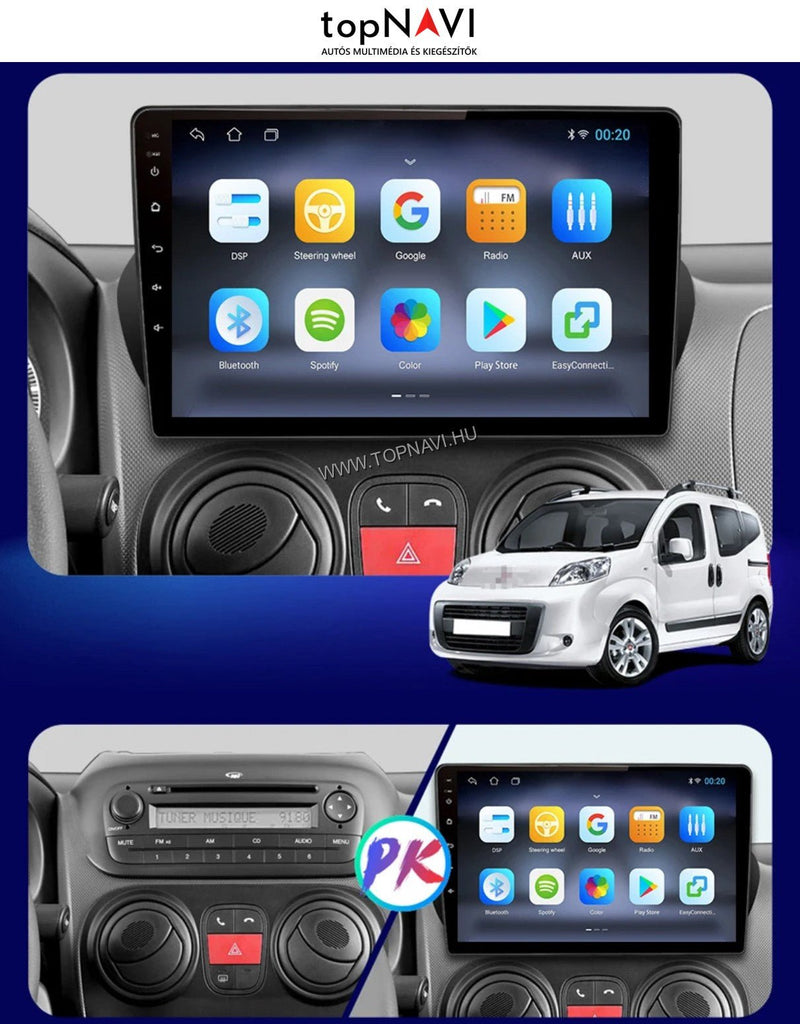 Fiat Fiorino 2008 - 2017 9" Fekete Android Multimédia fejegység - topNAVI