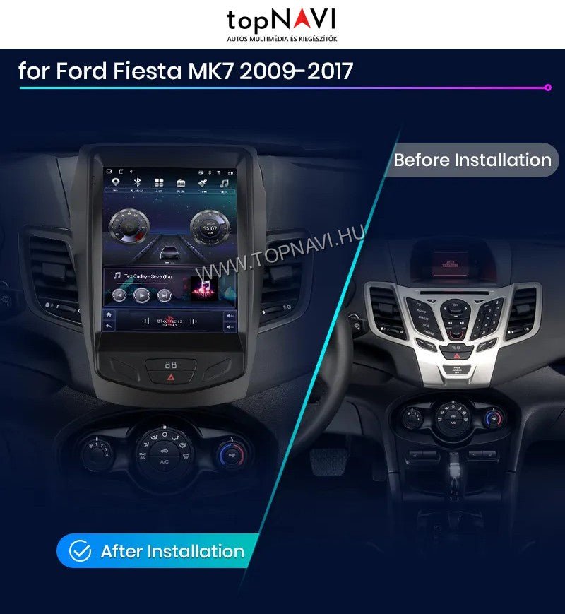 Ford Fiesta MK7 "Tesla Style" 2009 - 2017 9.7" Android Multimédia fejegység - topNAVI