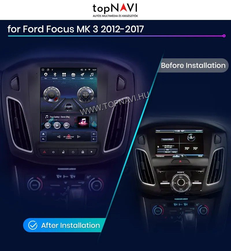 Ford Focus 3 "Tesla Style" 2012 - 2017 9.7" Android Multimédia fejegység - topNAVI