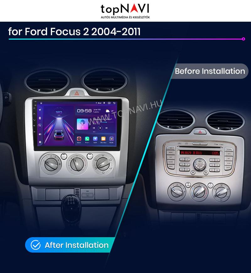 Ford Focus Mk1, Mk2, Mk3 Fekete 9" Android Multimédia fejegység - topNAVI