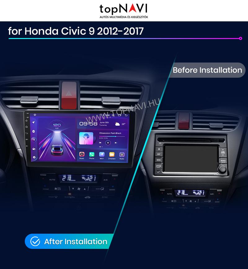 Honda Civic 9.gen 2012 - 2017 9" Android Multimédia fejegység - topNAVI