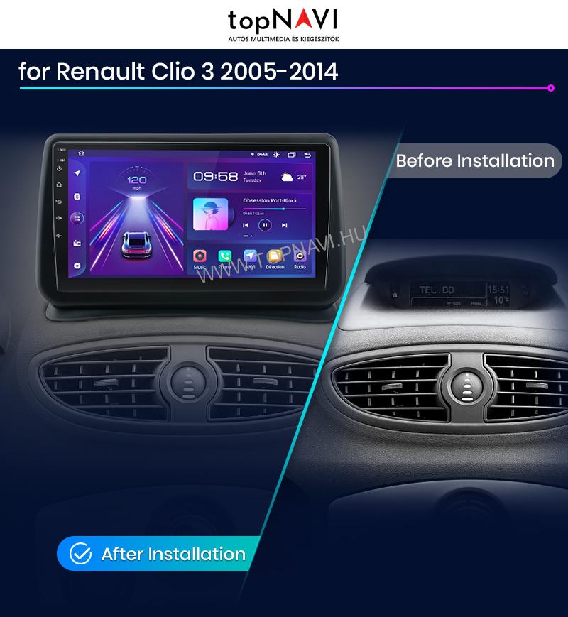 Renault Clio 3 2005 - 2012 9" Android Multimédia fejegység - topNAVI