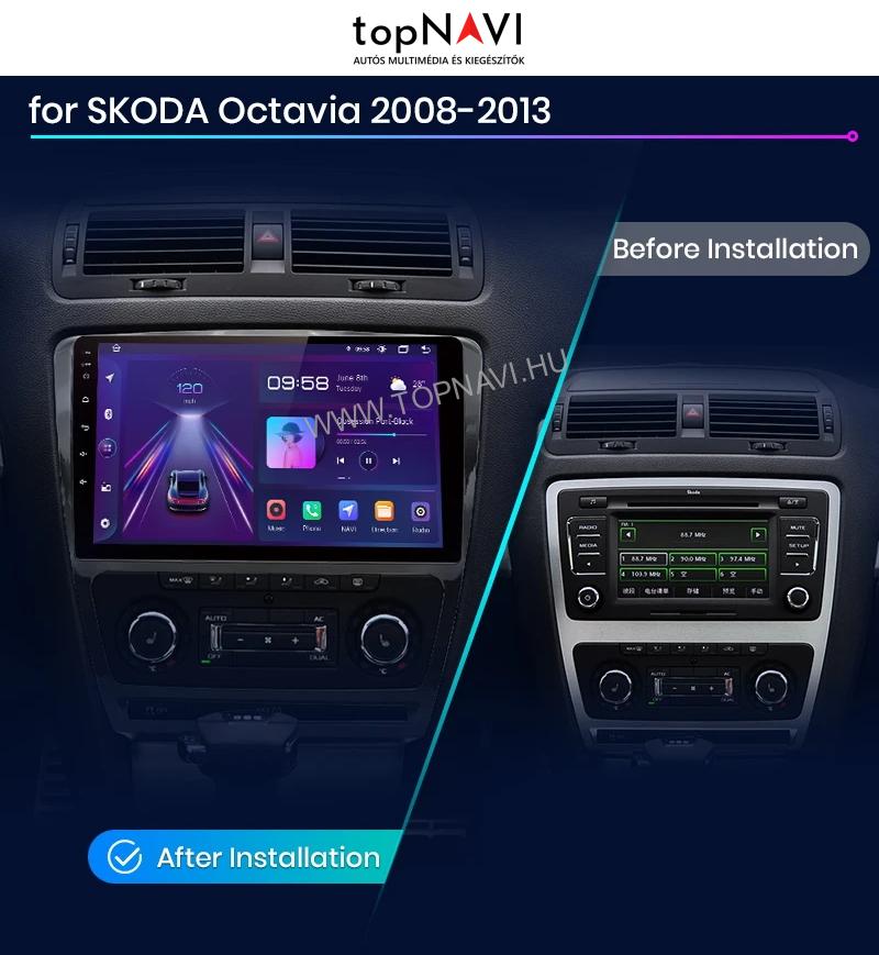 Skoda Octavia 2, A5 2004 - 2013 10.1" Android Multimédia fejegység - topNAVI