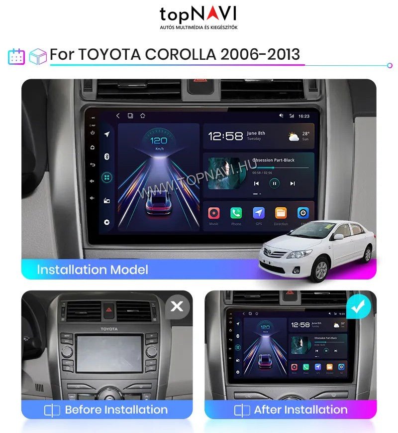 Toyota Corolla E15 2007 - 2013 9" Android Multimédia fejegység - topNAVI