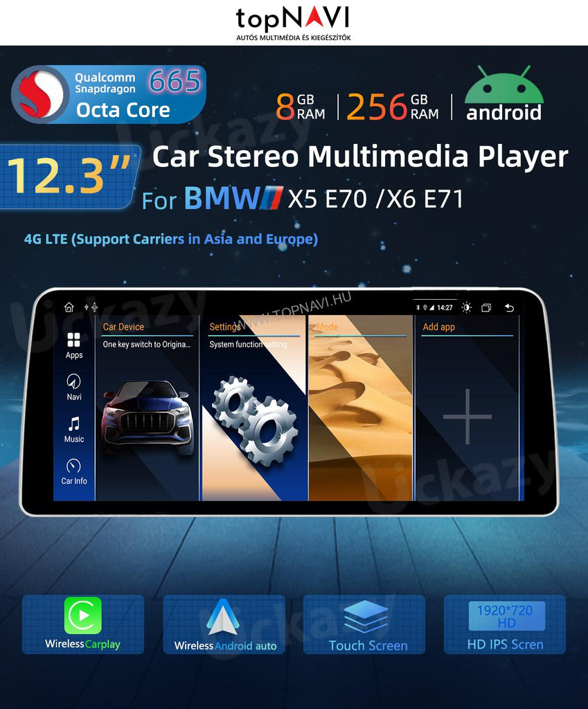 12.3 12 BMW X5 E70 X6 E71 2007-2013 CCC CIC GPSNavigation AudioCarplay Android Multimédia fejegység