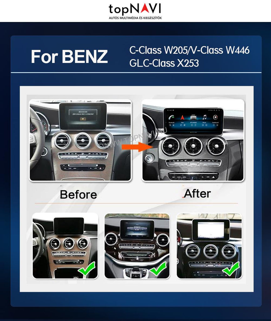 8 Core 12 Mercedes Benz C Class W205 GLC X253 W446 2015-2018 Android Multimédia fejegység