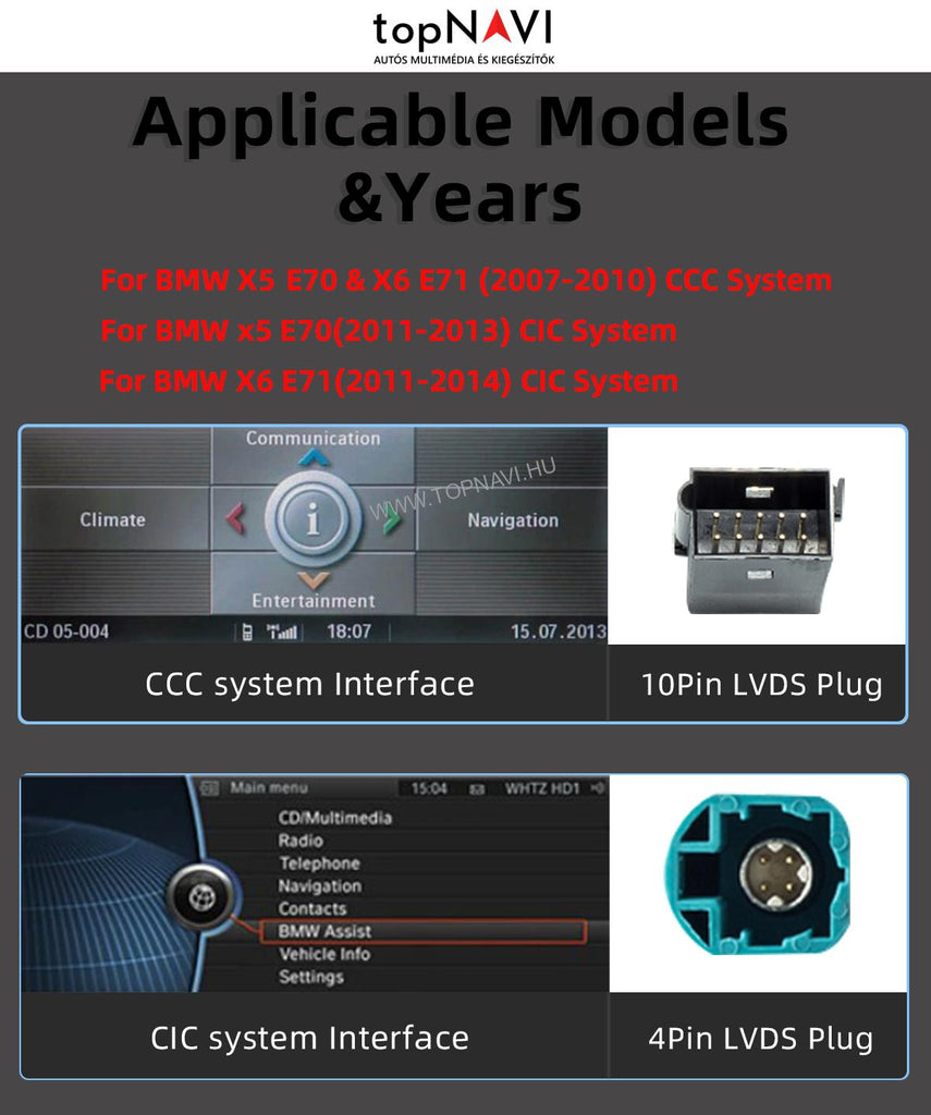 12 BMW X5 E70 X6 E71 2007-2013 CCC CIC Audio Android Multimédia fejegység